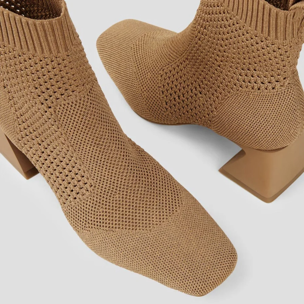 NEW VIVAIA Square-Toe Perforated Heeled Boots Comfy minimalist sustainable 9.5 - Picture 4 of 10